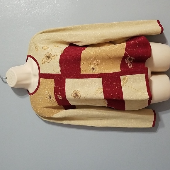 Alfred dunner XL gold &burgundy embroidered floral with gold sparkle and beading - Picture 5 of 17